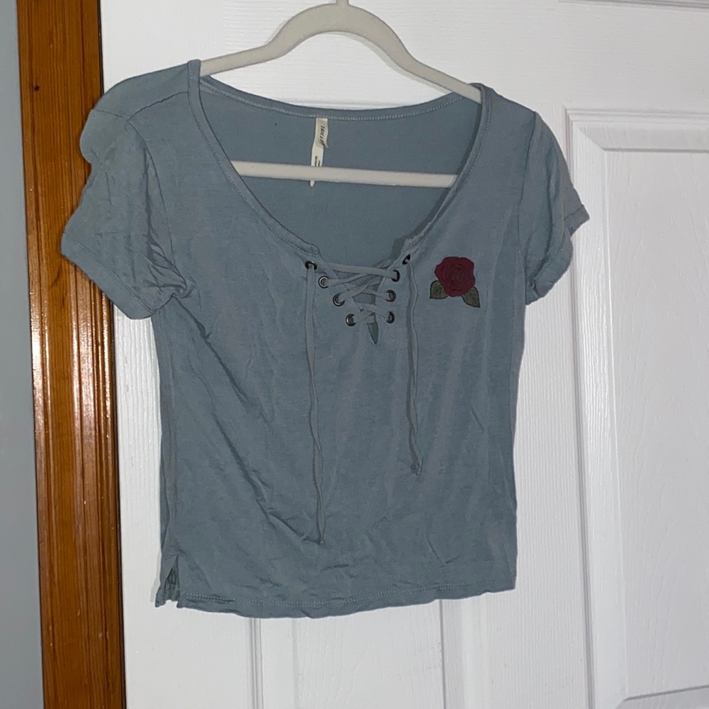 Rose decal crop top